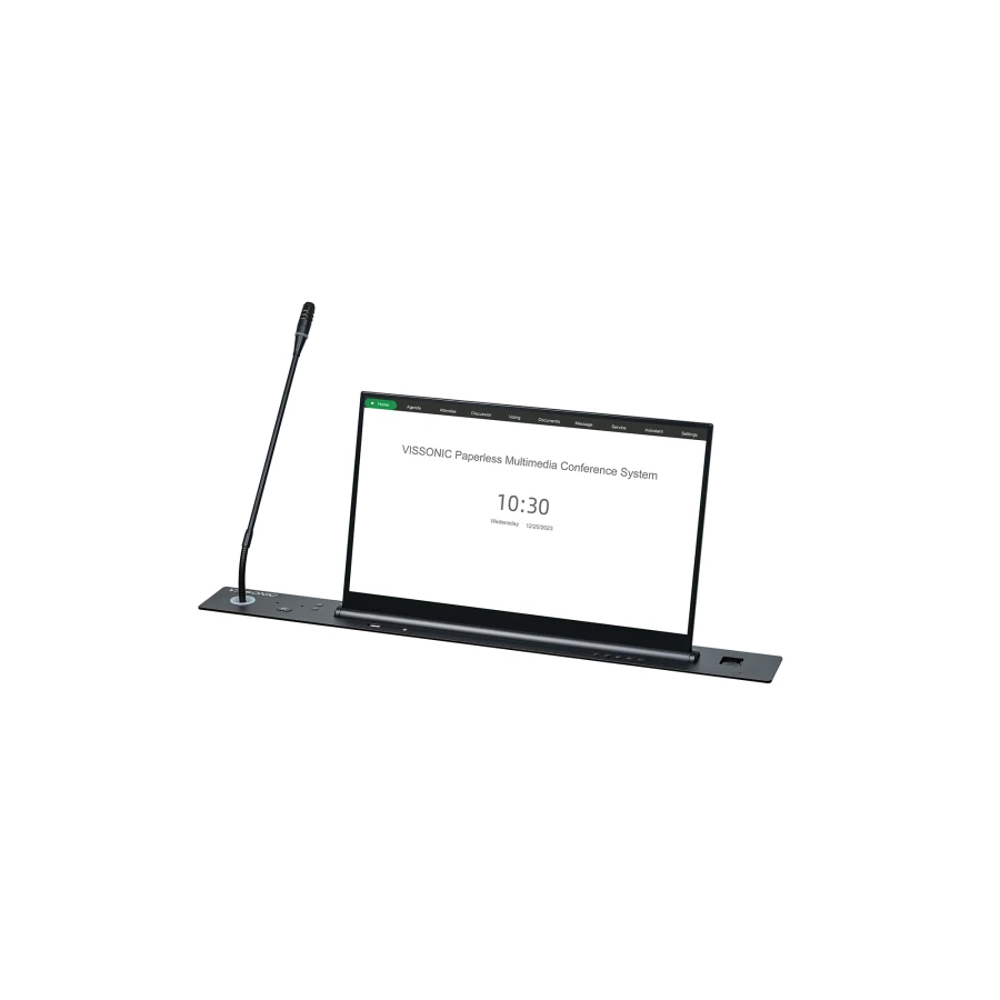 Retractable Touchscreen with Rear-mounted Nameplate/Built-in Host/Microphone